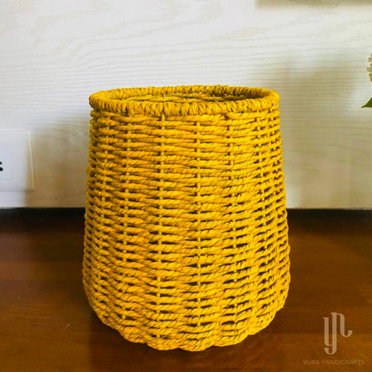 Handmade Twisted Jute Rope Planter in Yellow