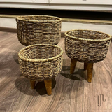 Handmade Twisted Jute Rope Planters in Light Brown (Set of 3)