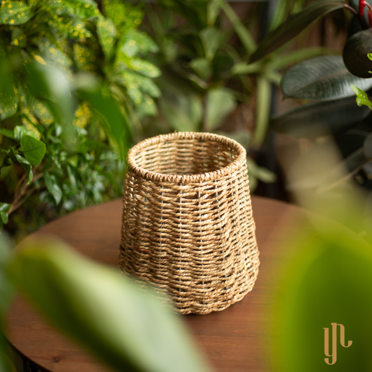 Handmade Twisted Jute Rope Planter in Light Brown