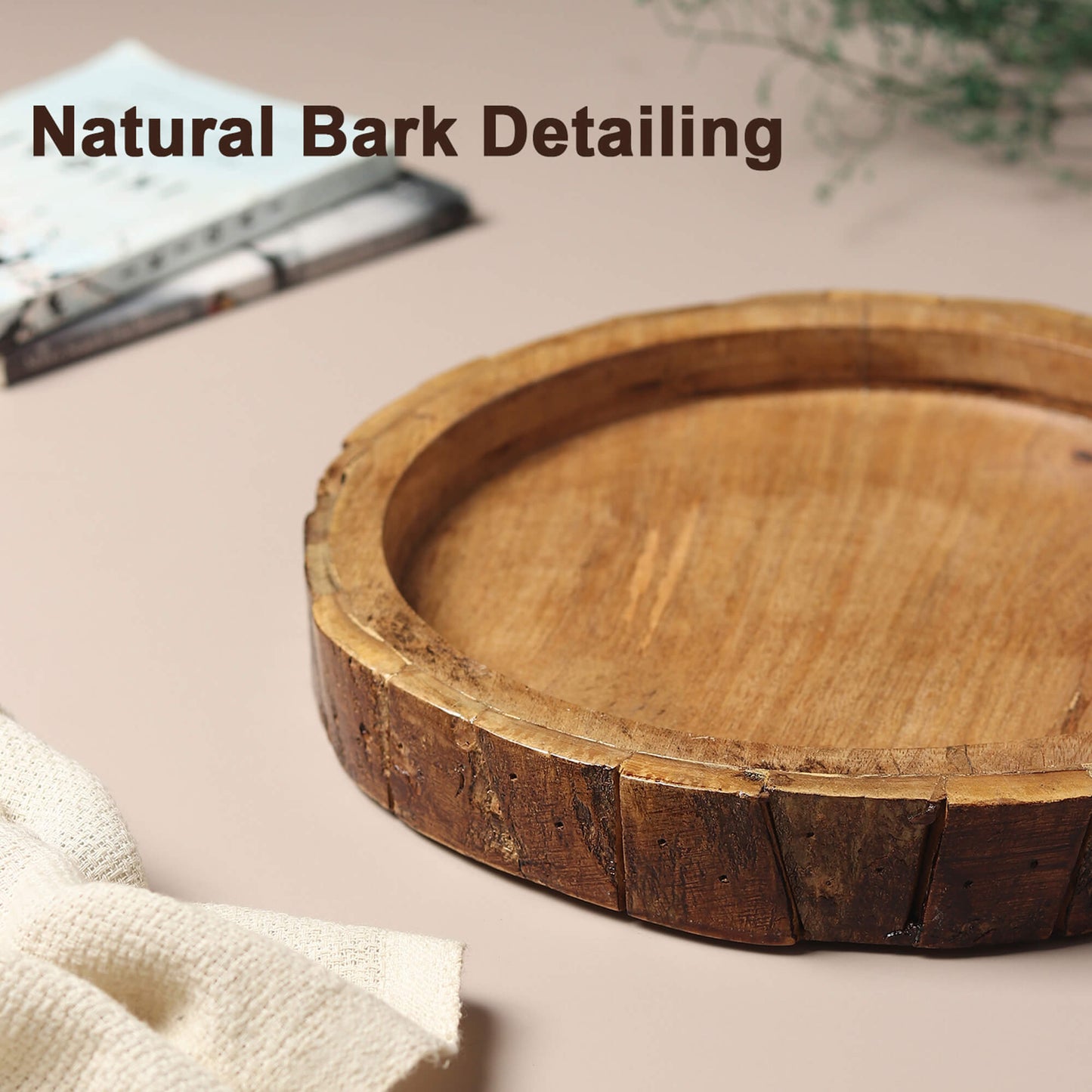 Wooden Bark Serving Tray