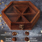 Hexagonal Wooden Spice Box with 6 Containers