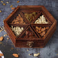 Hexagonal Wooden Spice Box with 6 Containers