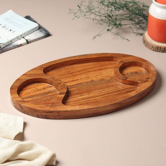 Wooden Serving Platter with Dip