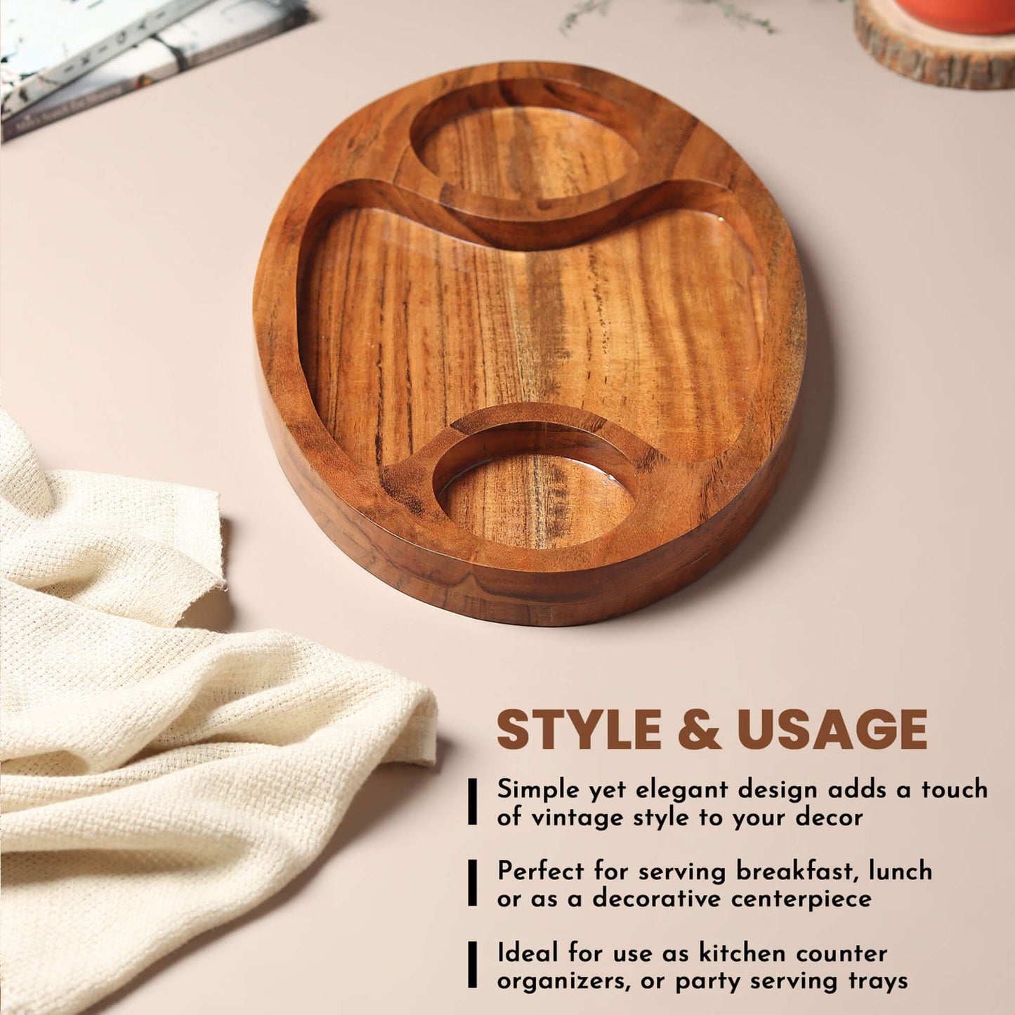 Wooden Serving Platter with Dip