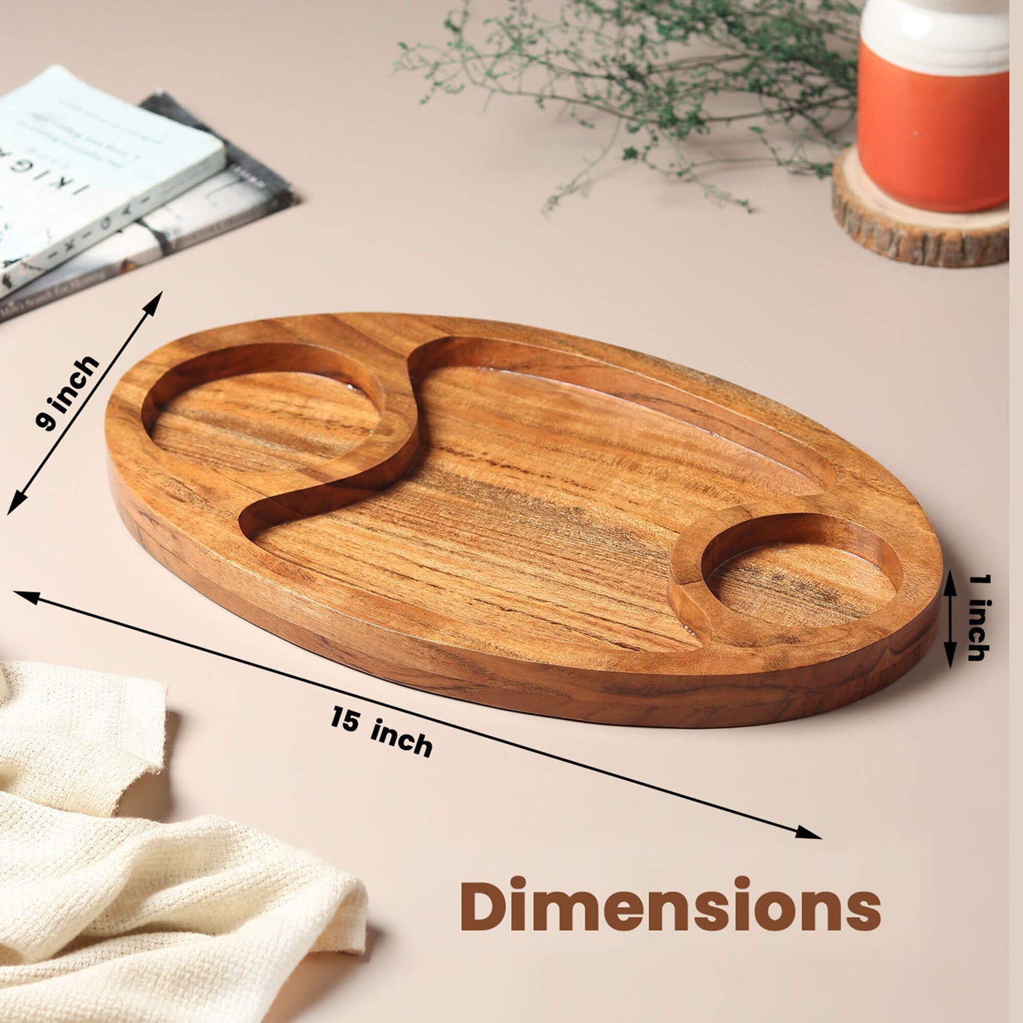 Wooden Serving Platter with Dip