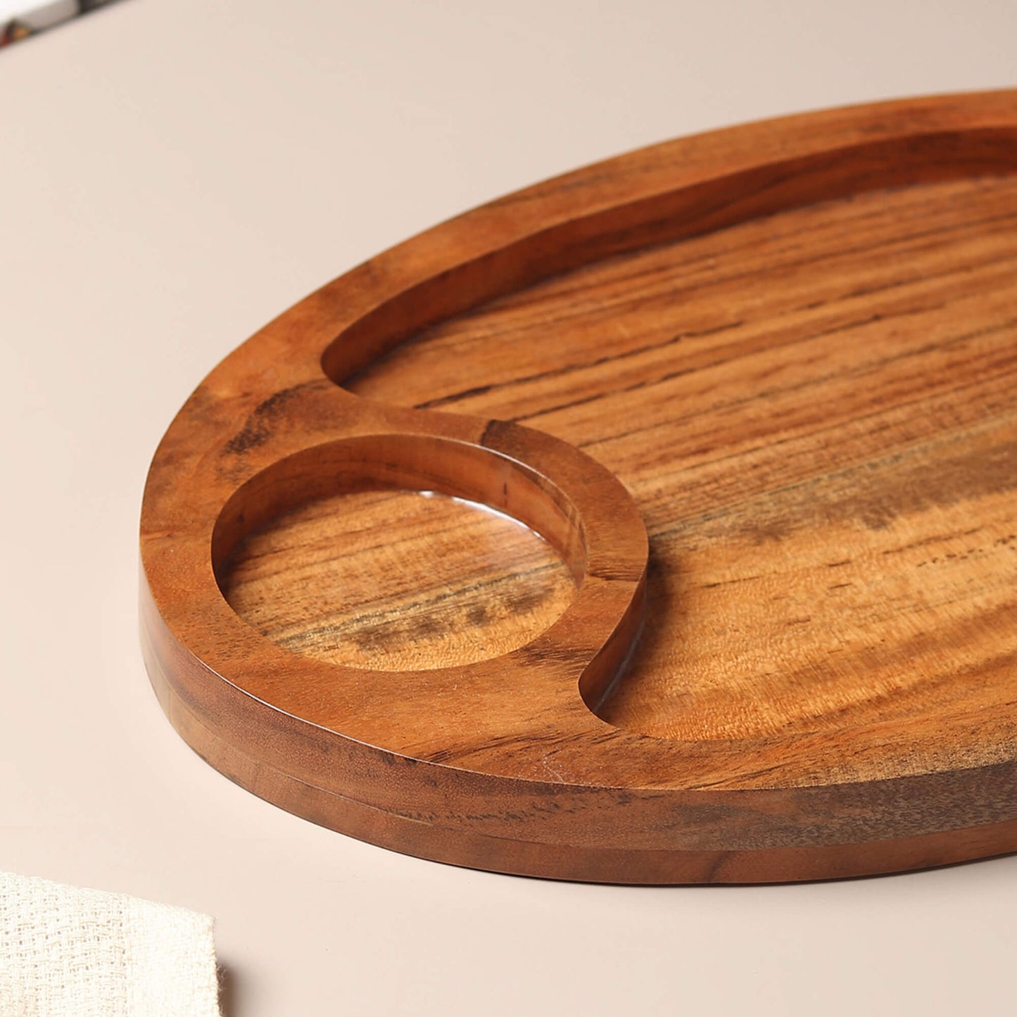 Wooden Serving Platter with Dip