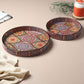 Round Multicoloured Decorative Tray Set (Set of 2)