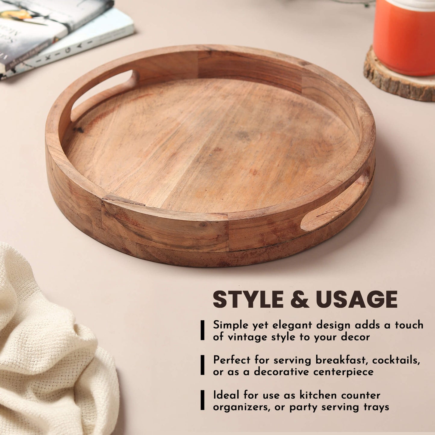 Elegant Wooden Round tray