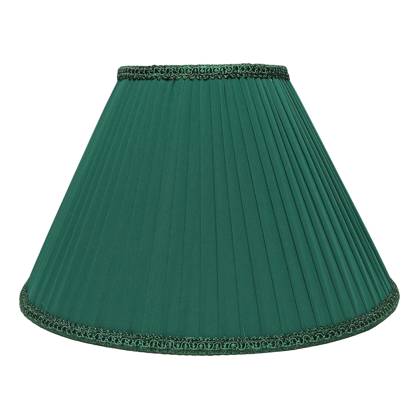 Georgette Pleated Lampshade with Lace Trim in Emerald Green